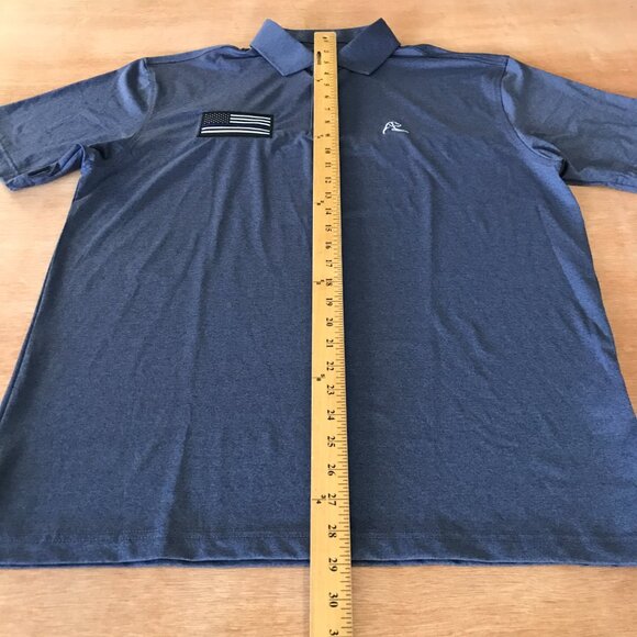 Rhoback Performance Polo Shirt Men L Blue Back the Blue Flag Short Sleeve Golf - Picture 5 of 12